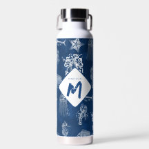 Monogramm für Meerestiere des blauen Ozeans