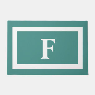 Monogramm für Minimalistische Aquamarine und wei Fußmatte