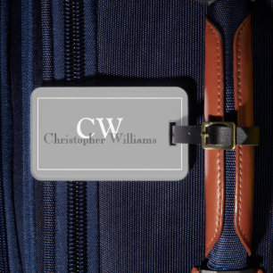 Monogramm für Minimalistischen Graunamen Gepäckanhänger