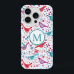Monogramm für moderne Aquarellvögel und Blume iPhone 15 Pro Hülle<br><div class="desc">Hübsche,  handgemalte Vögel und wilde Blume in hellen Tönen von Rosa,  Orange,  lila und aquamarin grün. Ideal für Vogelbeobachter,  Ornithologen,  Gärtner und Naturliebhaber. Ändern Sie das Monogramm initial,  um es anzupassen.</div>