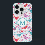Monogramm für moderne Aquarellvögel und Blume iPhone 15 Pro Hülle<br><div class="desc">Hübsche,  handgemalte Vögel und wilde Blume in hellen Tönen von Rosa,  Orange,  lila und aquamarin grün. Ideal für Vogelbeobachter,  Ornithologen,  Gärtner und Naturliebhaber. Ändern Sie das Monogramm initial,  um es anzupassen.</div>