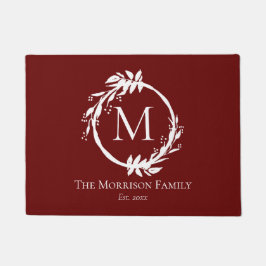 Monogramm für moderne Burgund-Weiße Kleider Fußmatte