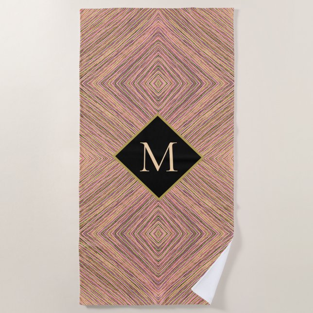 Monogramm für moderne Glitzer Strandtuch (Vorderseite)