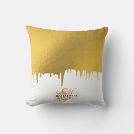 Monogramm für modische Gold-Metallic-Tropfen Kissen