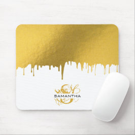 Monogramm für modische Gold-Metallic-Tropfen Mousepad