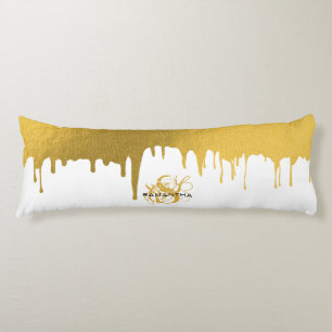 Monogramm für modische Gold-Metallic-Tropfen Seitenschläferkissen