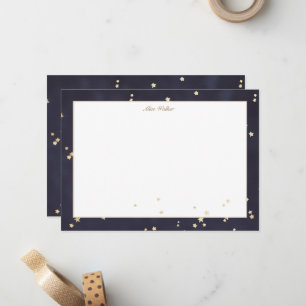 Monogramm für nächtliche Sky- und Gold-Stars Mitteilungskarte