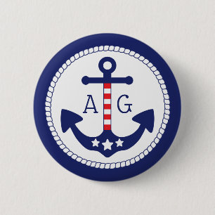 Monogramm für Nautic Anchor Patriotic Stars & Stri Button
