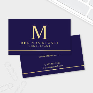 Monogramm für Navy Blue und Gold Visitenkarte