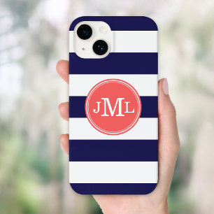 Monogramm für Navy Blue und Korallen Case-Mate iPhone 14 Hülle