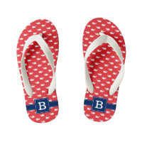 Monogramm für Navy Blue und Red Whales Square