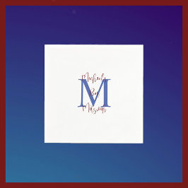 Monogramm für Navy Blue White Bar Mitzvah Name Serviette