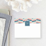 Monogramm für Navy, Coral und Aqua Herringbone Post-it Klebezettel<br><div class="desc">Dress up your desk mit unseren farbenfrohen mit Monogramm Post-it-Notizen in einer schicken Palette von Seaglass Aqua,  Marineblau und Korallen. Das Design verfügt über ein gemustertes Herringbone-Band oben,  mit einem initialen Monogramm Ihres Single in marineblau-weiß.</div>