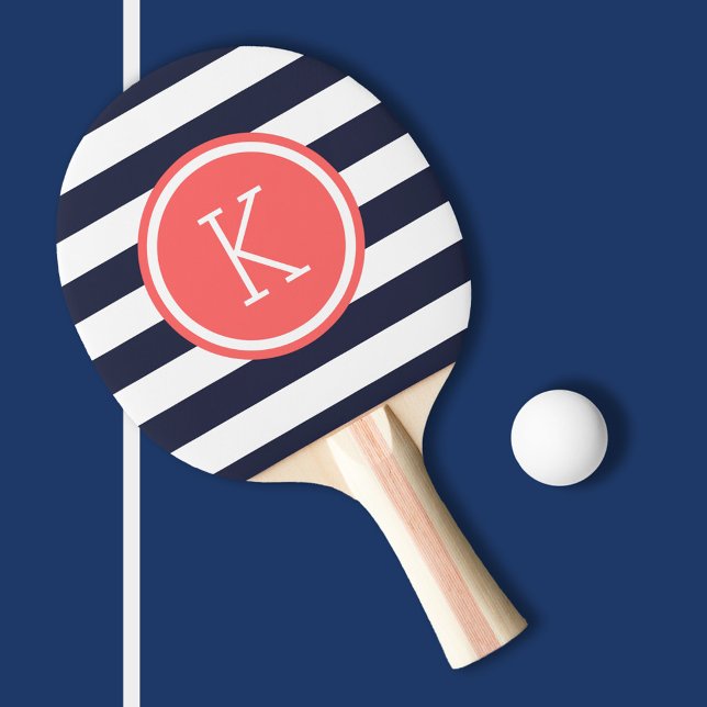 Monogramm für Navy- und Korallenpflaster Tischtennis Schläger (Von Creator hochgeladen)