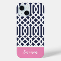 Monogramm für Navy und Rosa Trellis