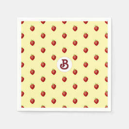 Monogramm für niedliche Girly Strawberry-Creme Serviette