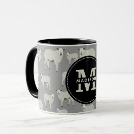 Monogramm für niedliches Schaf- und Lammentenmuste Tasse
