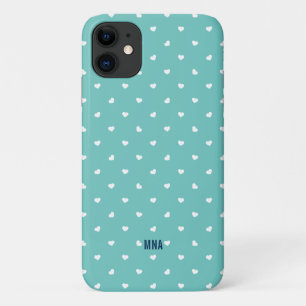 Monogramm für niedliches Türkis- und Weißherz Case-Mate iPhone Hülle