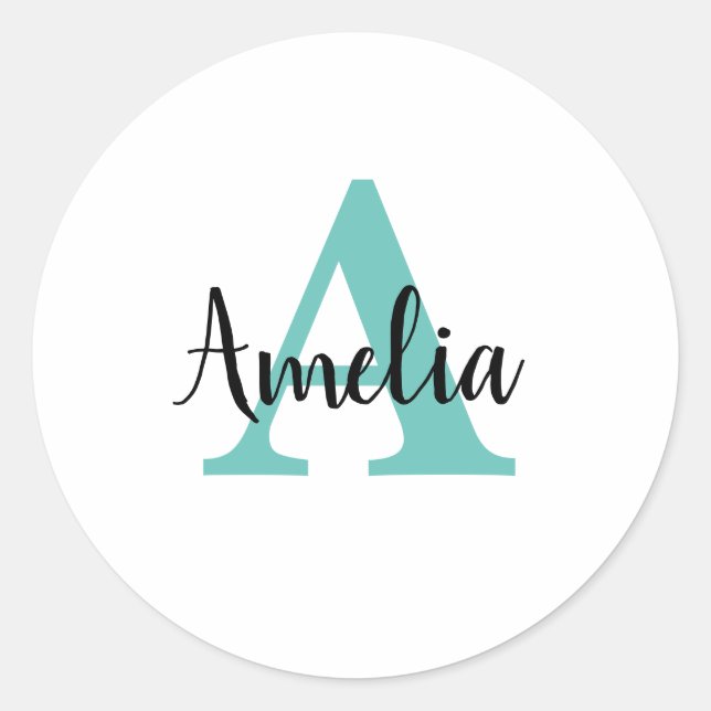 Monogramm für personalisierte Bezeichnung Runder Aufkleber (Vorderseite)