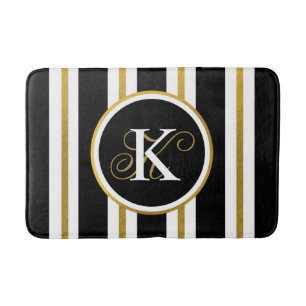 Monogramm für personalisierte schwarze und goldene badematte