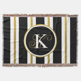 Monogramm für personalisierte schwarze und goldene decke
