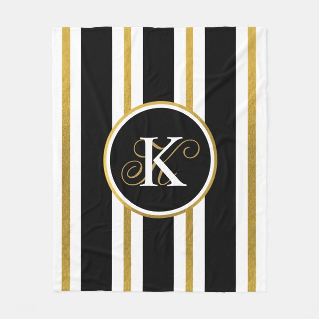 Monogramm für personalisierte schwarze und goldene fleecedecke (Vorderseite)