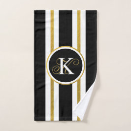 Monogramm für personalisierte schwarze und goldene handtuch