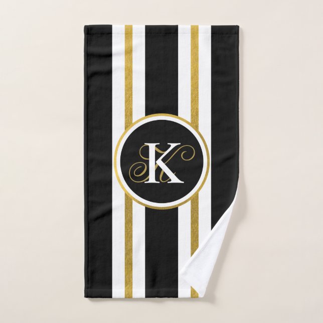 Monogramm für personalisierte schwarze und goldene handtuch (Handtuch)