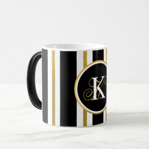 Monogramm für personalisierte schwarze und goldene verwandlungstasse
