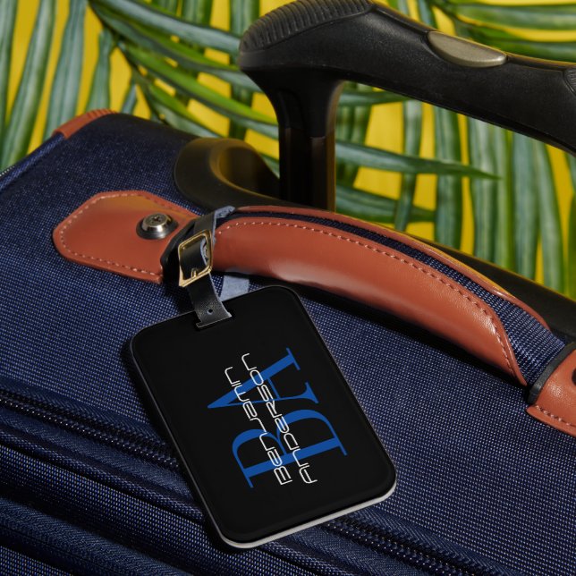 Monogramm für Personalisierten Männer Gepäckanhänger (Vorderseite Insitu 1)