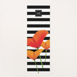 Monogramm für Poppy Chic Black Stripes Yogamatte