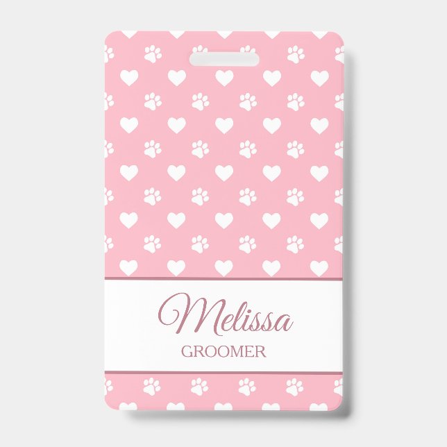 Monogramm für Rosa und Weiße Tierpfropfen Ausweis (Vorderseite)