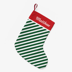 Monogramm für rote und grüne Urlaubsstreifen für J Kleiner Weihnachtsstrumpf
