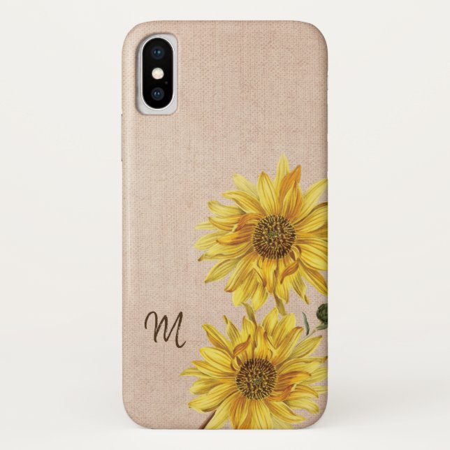 Monogramm für rustikale Brünge und Sonnenblumen Case-Mate iPhone Hülle (Rückseite)