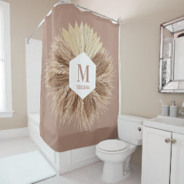 Monogramm für rustikale, warme neutrale Farben Duschvorhang