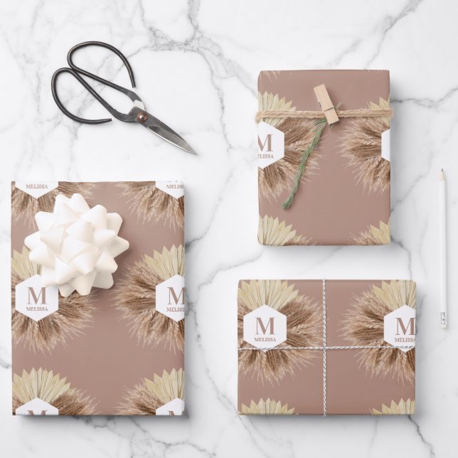 Monogramm für rustikale, warme neutrale Farben Geschenkpapier Set (Vorderseite)