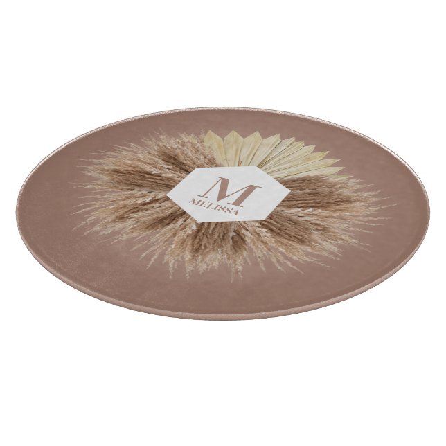 Monogramm für rustikale, warme neutrale Farben Schneidebrett (Ecke)