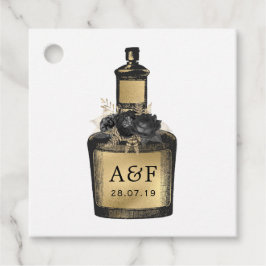 Monogramm für Schwarz-Gold-Flaschen Geschenkanhänger