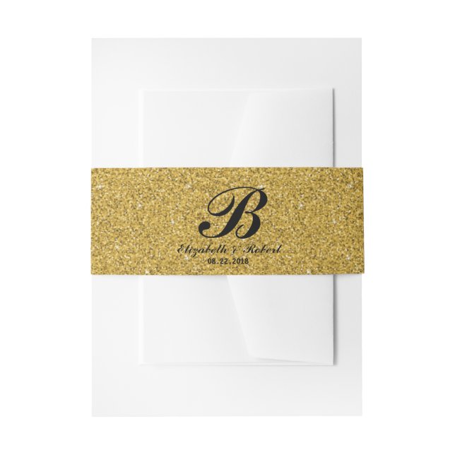 Monogramm für Schwarz-Gold-Hochzeiten Einladungsbanderole (Vorderseite Beispiel)