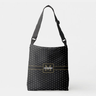 Monogramm für Schwarz-Gold-Muster Tragetaschen Mit Langen Trägern