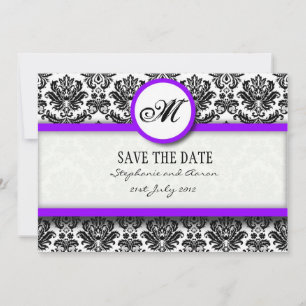 Monogramm für Schwarz und Lila Damaskus Save the D Date