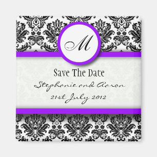 Monogramm für Schwarz und Lila Damaskus Save the D Magnet