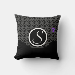 Monogramm für Schwarz und Lila Paarbild Kissen