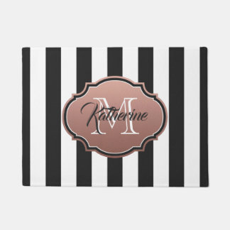 Monogramm für Schwarz-Weiß-Streifen Fußmatte