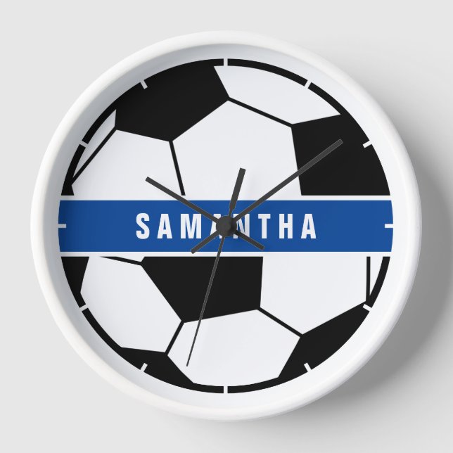 Monogramm für Schwarz-weiß- und Blue-Soccer-Sporta Uhr (Vorderseite)