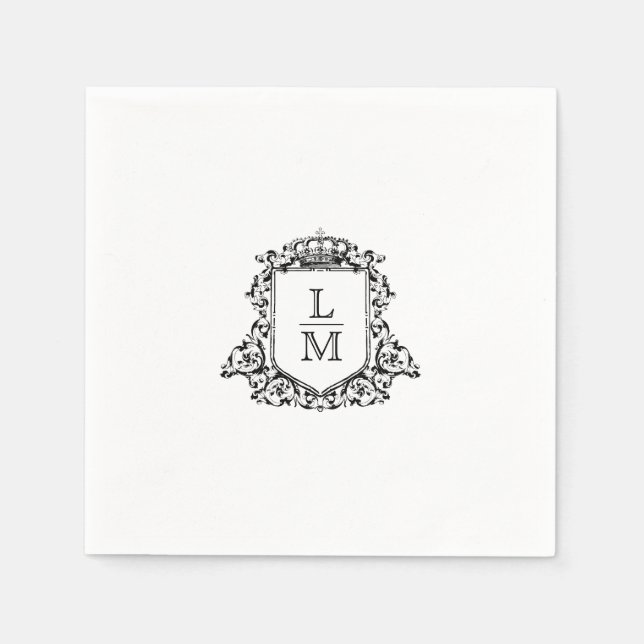 Monogramm für Schwarz-Weiß-Wappen Serviette (Vorderseite)
