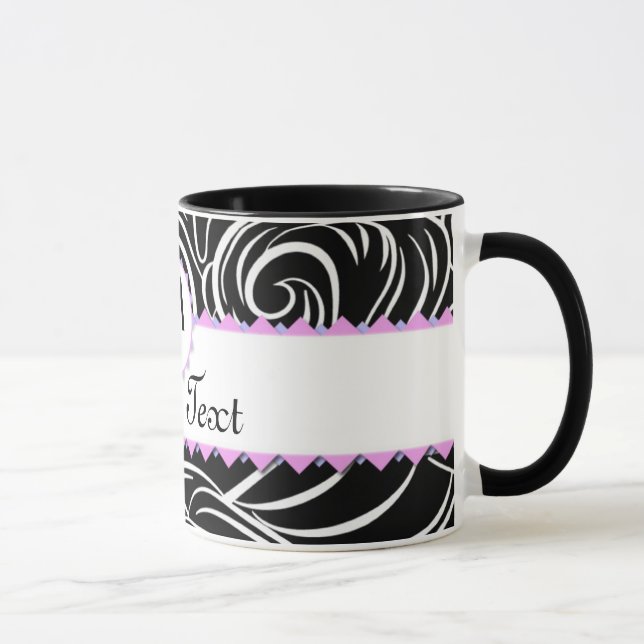 Monogramm für Schwarz-Weiß-Wellenmuster Personalis Tasse (Rechts)