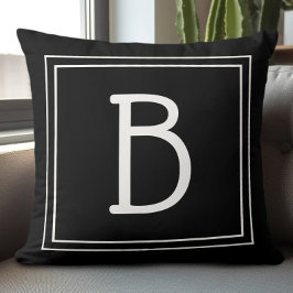 Monogramm für Schwarz-weiße benutzerdefinierte Anf Kissen