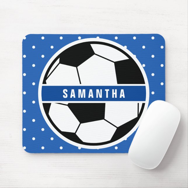 Monogramm für Schwarz-weiße und Blue-Soccer-Spiele Mousepad (Mit Mouse)