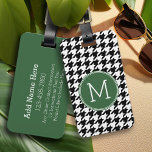 Monogramm für Schwarz-weißes grünes Hahnentrittmus Gepäckanhänger<br><div class="desc">Ein klassisches und feines Design für jeden. Trendfarben und Monogramme sind erhältlich. Ein Retromuster mit einer modernen Drehung. Elemente können leichter angepasst werden, wenn Sie zuerst den gesamten Text ersetzen. Wenn Ihre Kunst noch angepasst werden muss, klicken Sie auf die Schaltfläche Diese anpassen. Das bringt Sie zu einem Designbereich, wo...</div>